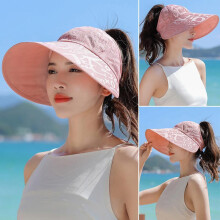 (Noir, pack-3) Women's Wide Brim Sun Hat - Lace Summer UV Protection Hat - Ponytail Hole Outdoor Beach Fishing Cap