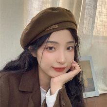 (Beige) Women Vintage Solid Color Beret Hat Spring Autumn British Style Cotton Octagonal Cap Gavroche All-Match Painter Artist Hat Black