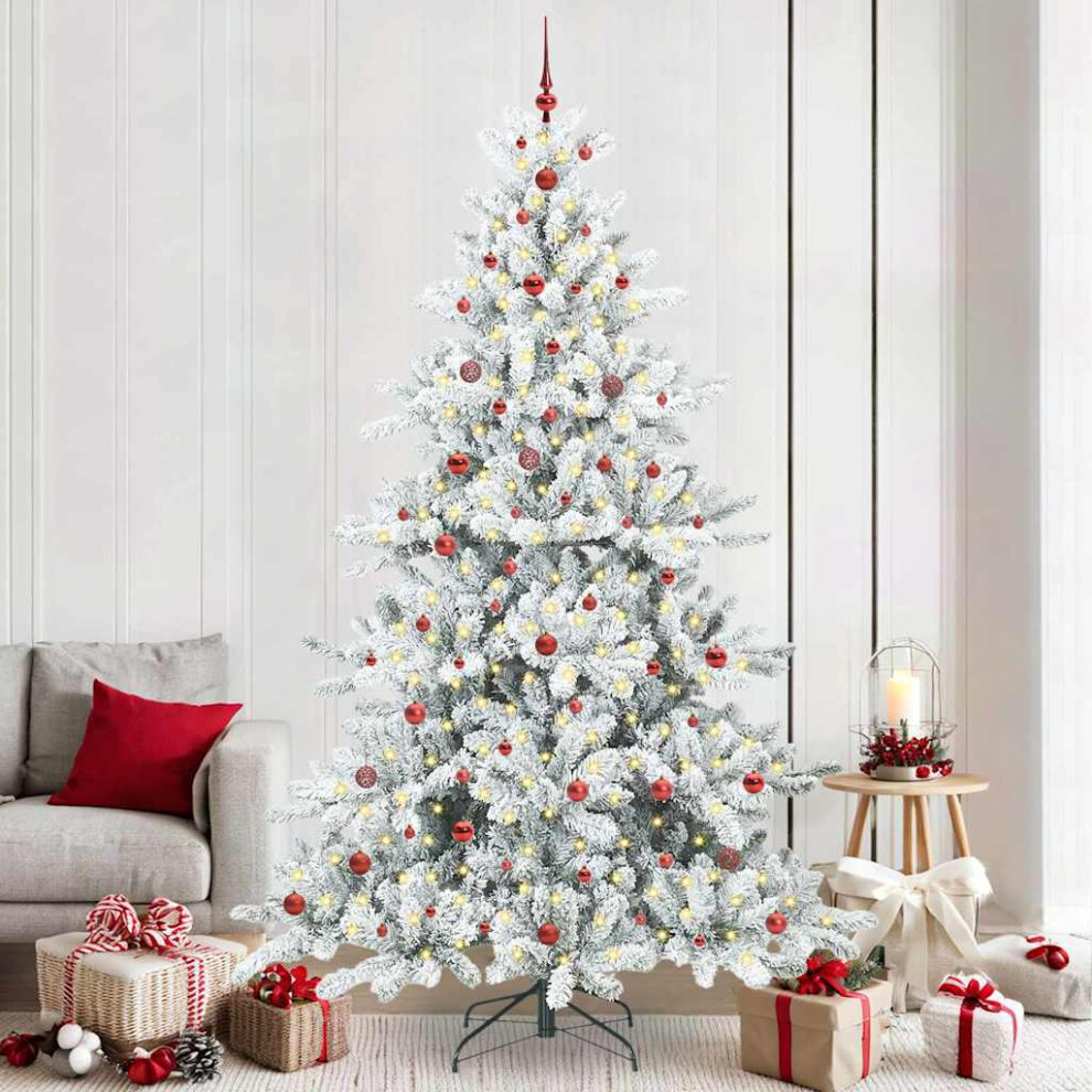 vidaXL Hinged Artificial Christmas Tree - 240 cm - Green - 1230 Tips - 300 LEDs - Image 2