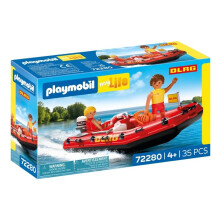 Toy - PLAYMOBIL - 72280 My Life Rescue Boat - Inflatable Boat - Outboard Motor - Accessories Included