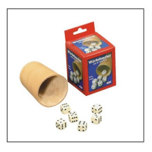Amigo 87052 Dice Cornet in genuine leather - with 6 dice