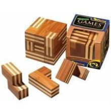 Cube Puzzle - Soma Cube - Bamboo - 7 pieces - Medium difficulty