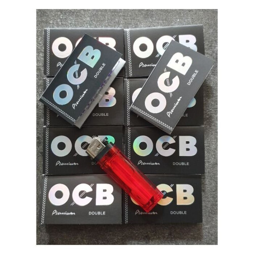 OCB Premium rolling paper, 10 packs of 100 OCB sheets + 1 lighter offered