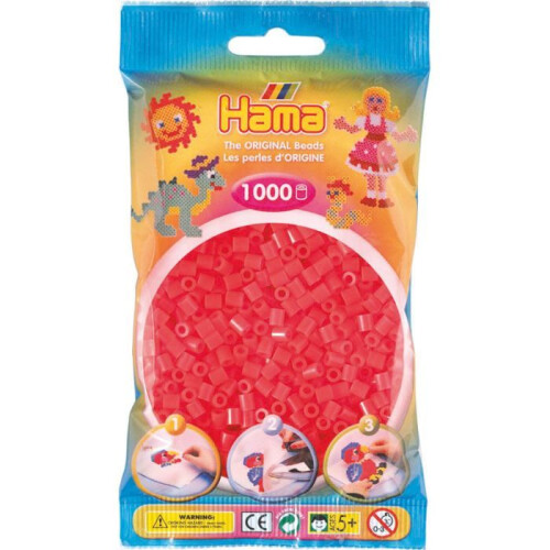 Hama Hama - 1,000 MIDI ironing beads (Ø5 mm) - Neon red