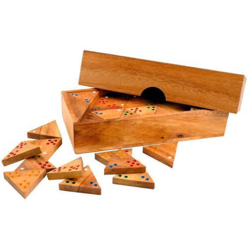 Triangular Domino Game - PHILOS - Triangle Domino - 56 pieces - Samena Wood - Wooden Storage Box