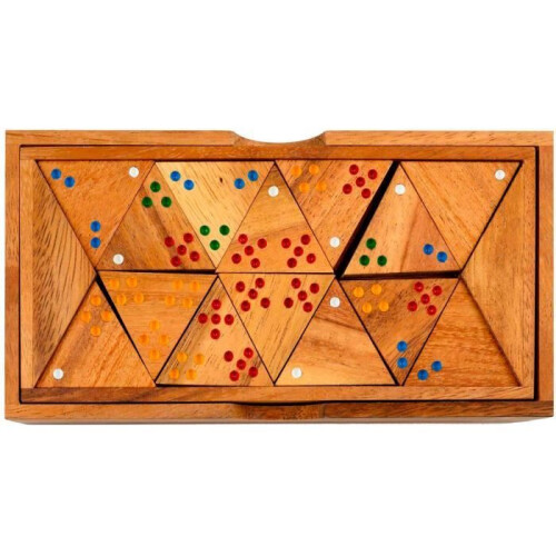 Triangular Domino Game - PHILOS - Triangle Domino - 56 pieces - Samena Wood - Wooden Storage Box 1