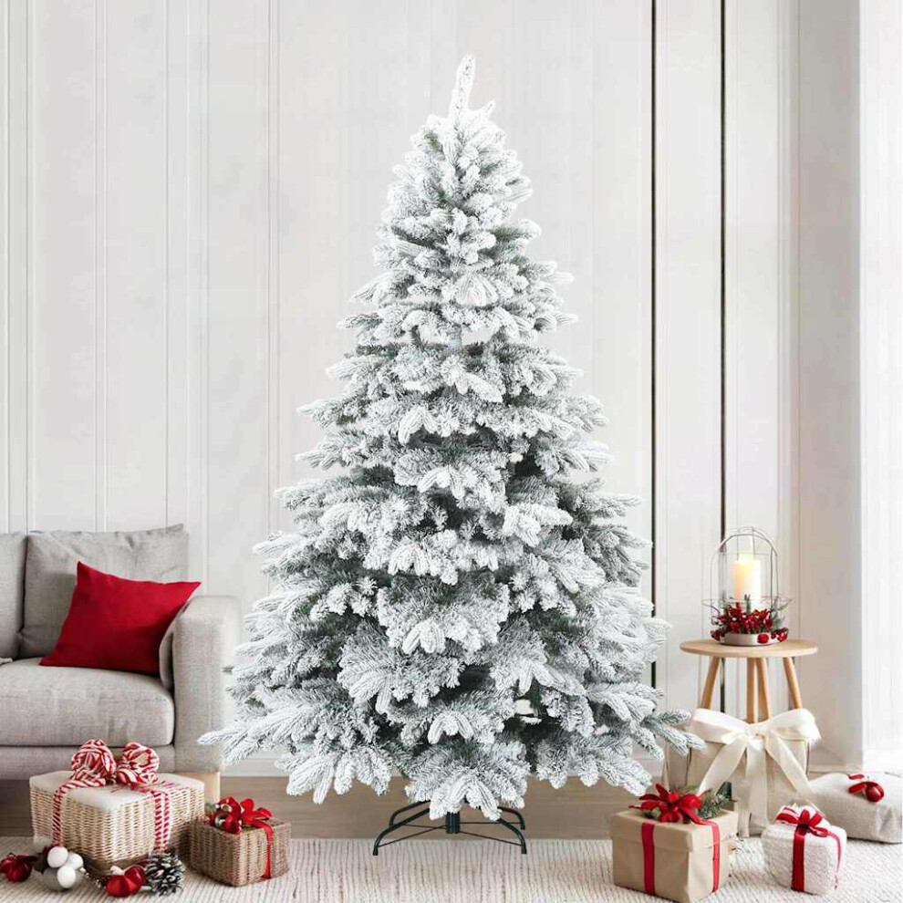 Vidaxl (White And Green, 240 Cm) Artificial Hinged Christmas Tree Green 120 Cm Pvc, Pe And Steel