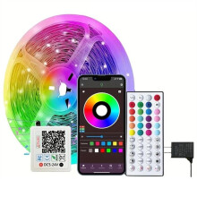 24V Rgb Led Tape Strip 10M Meters Multicolor Adhesive Led Band App Control Ice String EU Plug