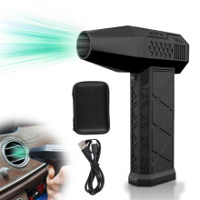 (Noir, 5b06d60aefa3711054a9c706) Compressed Air Duster Electric Turbofan Adjustable Speed 2x1300mAh Rechargeable Cordless for Keyboard PC