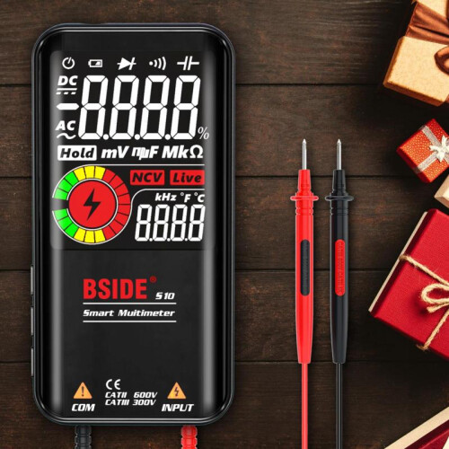 (Noir) BSIDE S10 Smart Multimeter 9999 Counts LCD Digital Display AC/DC Voltmeter Ohmmeter Tester 1