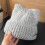 (Noir) Women's Knitted Beanie - Korean Bow Cat Ear Embroidery | Winter Warm Windproof Elastic Pull-On Hat 7