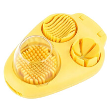 2-in-1 Egg Slicer for Hard-Boiled Eggs, Heavy-Duty Stainless Steel Fruit & Vegetable Slicer, Yellow Kitchen Gadget