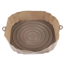 20 Cm Air Fryers Oven Bakplaat Gebakken Kip Mand Mat AirFryer Siliconen Pot Ronde Vervangers Grill Pan Bruin