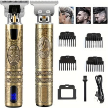 (Écorce tannante, pack-3) Barbier Hair Clipper for Men USB Rechargeable Precision T-Blade Trimmer LCD Display Grooming Kit