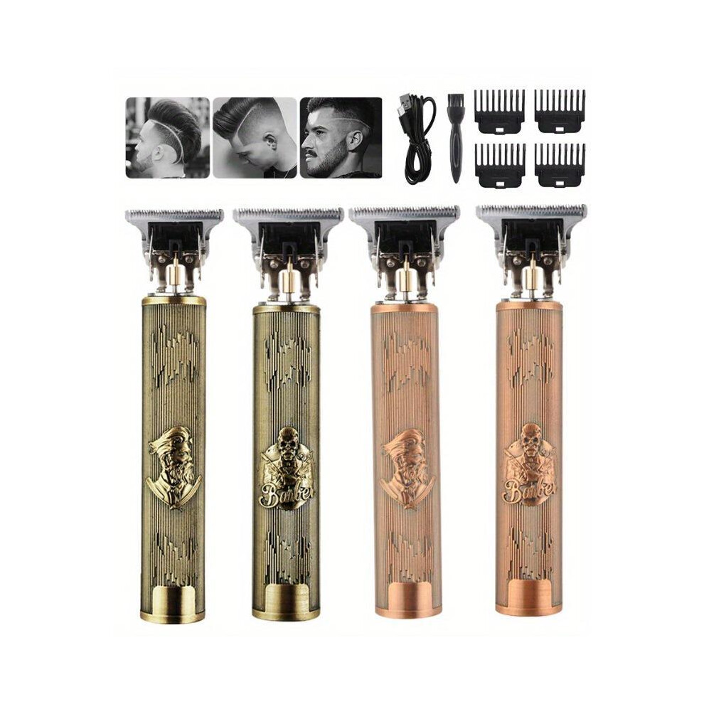 (Comme Sur L'image, Copper Devil Barber) Professional Rechargeable Hair Clipper For Men T9 Vintage Design For Barbers-image