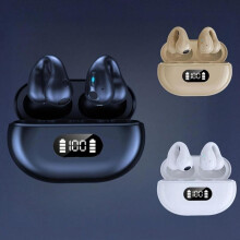 (Blanc, pack-3) Clipster Wireless Sport Clip-On Earbuds - HD Stereo - Bluetooth 5.3 - Call Noise Cancelling - Black - 1 Pack
