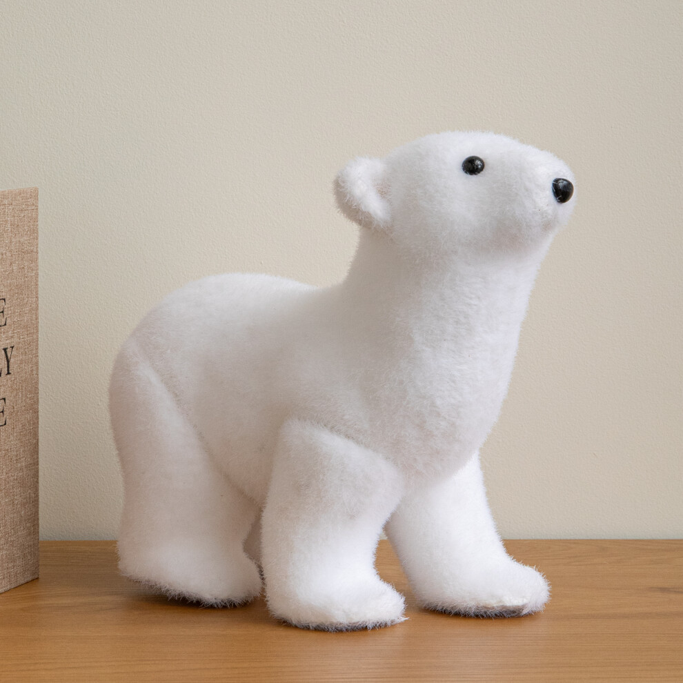 Samuel Alexander Unisex White 30Cm Large Flocked Polar Bear Christmas Decoration In - Image 2