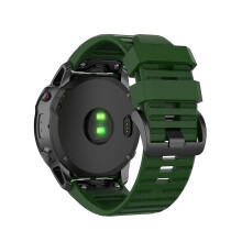 (Army Green, Turquoise) Rubber Smart Watch Band Replacement Strap [26mm Width] for Garmin Fenix 7X Fenix 6x 5x