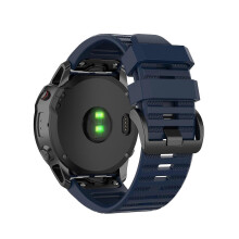 (Dark Blue, Dark blue) Rubber Smart Watch Band Replacement Strap [26mm Width] for Garmin Fenix 7X Fenix 6x 5x