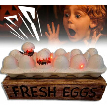 Halloween-Zombie-Küken, 3D-Grusel-Küken-Eier, gruselige LED-Eierschale mit schlüpfenden Küken, Tischdekoration für Spukhäuser