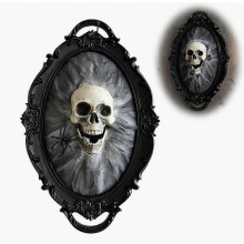 Halloween-Wanddeko mit Totenkopf-Rahmen, 3D-Spinnennetz-Design, gotisches Hängeornament