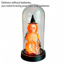 Halloween-Kürbis-Skelett-Ornament mit LED-Licht für die Tischdekoration (kabellos)
