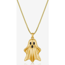 Halloween spookhanger ketting, verguld - Spookachtige bedel met spookjes voor dames, met schakelketting