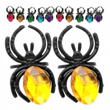 20pcs Halloween Party Favors Spider Rings Plastic Jewelry Gemstone Design for Festival Cosplay Themed Events