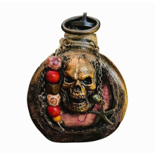 Rekvizity Macabre Alchemy: Dekoratívne fľaštičky na elixíry s halloweenskym doplnkom v podobe lebky pre vašu p