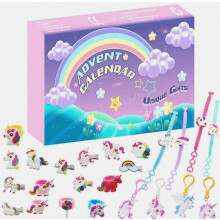 Neue Einhorn-Überraschungsbox mit 24 digitalen Weihnachtskarten mit Tierhaaren – Adventskalender-Set für Kinder