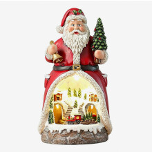 Carillon natalizio rotante in resina con trenino, ornamento musicale girevole illuminato con Babbo Natale e pupazzo di neve, regalo decorativo a for