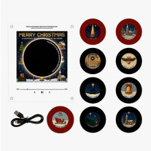 Programmeerbare vinylplatenspeler koelkastmagneet - 9 NFC-muziekplaten - voor kerstdecoratie op de koelkast