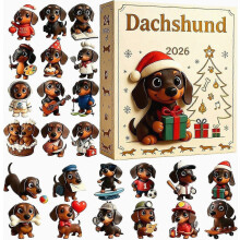 Adventskalender 2026 mit 24 Tagen bis Weihnachten und Hundeanhänger für den Weihnachtsbaum
