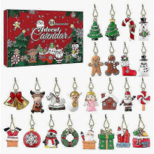 Adventskalender mit 24 bunten Anhängern, Weihnachtsbaumschmuck, Geschenk für Kinder