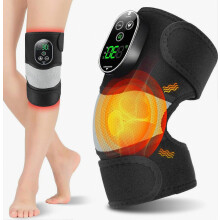 Draadloze verwarmde kniemassager, kniemassager met warmte en vibratie, 3-in-1 kniebrace, met 6 verwarmingsniveaus, 3 vibratiestanden en 3 timerinste
