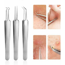 Kit de herramientas para el cuidado de la piel para eliminar puntos negros, extractor de acné de acero inoxidable.