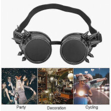 Unique ABS cycling glasses, industrial vintage style, pointed, steampunk style, double layer, windproof, black