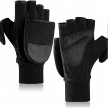 Warm Men's Fleece Flip-Top Gloves with Touchscreen Fingertips and Thick Outdoor Loop