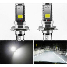 2 Pack H4 LED Bulbs 12V COB Headlight for Motorcycle and Car High Low Beam 12W LED Replacement for Road and City Lighting