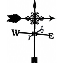Wetterfahne aus Metall, 35 x 50 cm, professionelles Windrichtungsmessgerät mit Pfeilverzierung
