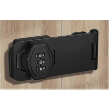 Cabinet Lock Keyless 3-Digit Password Combination Code Hasp Latch Lock Twist Knob Wooden Drawer Cupboard (Black, 3 inch) Black 3 Inch