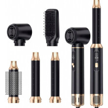 5-in-1 föhnborstelset voor haarstyling, föhnborstel met negatieve ionen, afneembaar haaraccessoire voor krullen, volume, stijltang en föhnen.