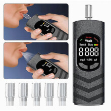 Etilometro professionale con 5 boccagli, rilevatore di alcol digitale ad alta precisione, etilometro portatile per uso personale