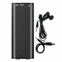 's Werelds kleinste mini-spraakrecorder met oortjes, kleine audiodictafoon voor vergaderingen, lezingen en het overdragen van bestanden (16 GB)