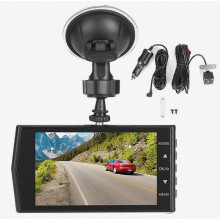 Grabadora de conducción para coche de 4 pulgadas con pantalla táctil, sensor G integrado y formato de vídeo MOV.