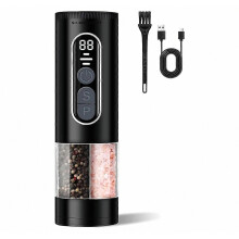 Set macina sale e pepe elettrico 2 in 1, mulino automatico ricaricabile con luce LED, funzionamento con una mano, regolabile