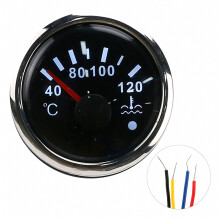 2in Cooling Water Temperature Gauge 40‑120 Smart Alarm IP67 Waterproof 12V/24V 0‑190ohm Sensor