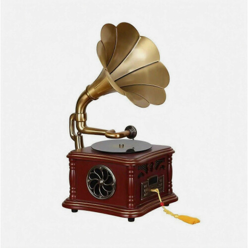Phonograph-Style Speaker Ornate Grille Tabletop Bell Speaker Indoor Display Home