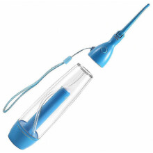 Nieuwe handmatige waterflosser, draagbare monddouche, reinigt uw tanden zonder elektriciteit, gemaakt van ABS (blauw).
