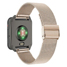 (Rose Gold, Pink gold) For Garmin Venu X1 Watch Strap Milanese Stainless Steel Band with Buckle